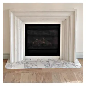 Indoor Usage Hand-Carved Stone French Marble Electric Fireplace Parts Mantel Surround