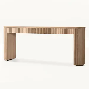 Luxury style handcrafted living room furniture natural solid wood oak console table modern