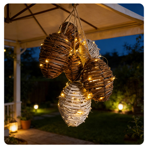 Guirnalda de Luces LED Cálidas Blancas Tejidas a Mano con Bolas de Ratán para Decoración del Hogar, Ideal para Fiestas de Cumpleaños y Pascua - Product Image 5