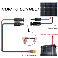 Adaptador de Conector Solar a Conector de Alta Corriente 12AWG, Cable de Carga para Panel Solar, para Estación de Energía Portátil, Generador Solar