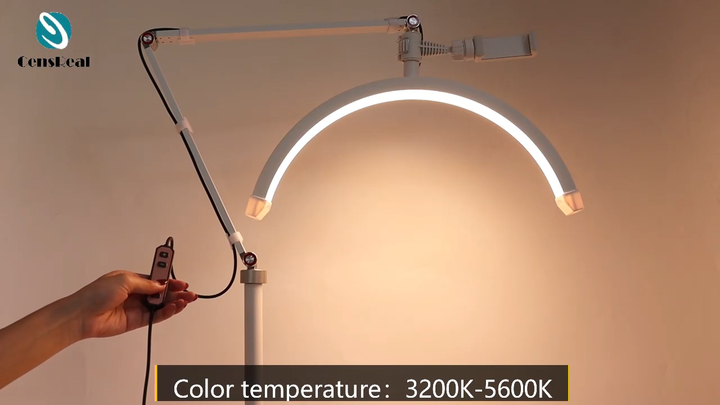 Half Moon LED Lamp with Phone Holder Portable for Lashes Extension