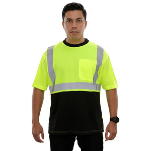 Camisetas de Seguridad de Alta Visibilidad OEM 2026, Transpirables, Tela de Poliéster de 260 Gramos, Logotipo Personalizado, Reflectantes, Unisex, Negras, al por Mayor - Product Image 1