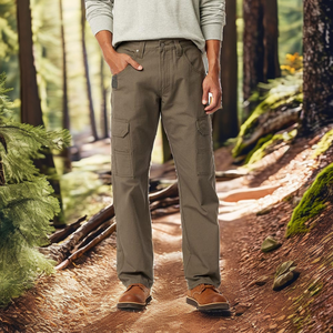 Pantalones Cargo Deportivos Casuales para Hombre, Multibolsillos, Holgados, Rectos, Largos, para Gimnasio, 100% Algodón, Cierre de Cremallera en la Mitad - Product Image 2