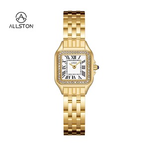 Montre à <span class=keywords><strong>quartz</strong></span> carrée dorée rétro Virtue pour femmes, style minimaliste tendance, mouvement à <span class=keywords><strong>quartz</strong></span>, logo personnalisé - Product Image 2