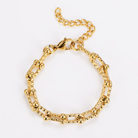 Bracelet en acier inoxydable fait à la main de luxe vintage pour femmes Chunky Golden Waterproof Anti-Ternir Trendy Gold Plated for Parties