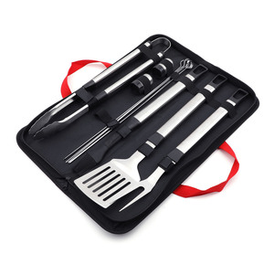 Stainless Steel <b>BBQ</b> Grill Set 10 Piece Portable Outdoor Camping Barbecue <b>Tools</b> with Round Tube Handle - Product Image 2