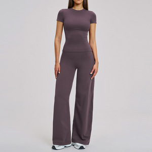 Conjunto Deportivo de Pantalones Acampanados y Camiseta sin Mangas para Correr al Aire Libre, Gimnasio y Yoga, Gran <span class=keywords><strong>Venta</strong></span> 2026 - Product Image 4