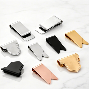 Pince à billets en métal certifiée ISO9001 - Usinée CNC et découpée par électroérosion, en acier inoxydable/laiton multicolore pour cadeaux personnalisés - Product Image 1