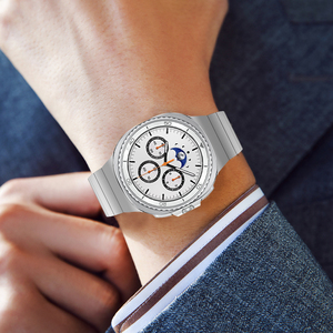 Eraysun <span class=keywords><strong>Bracelet</strong></span> de luxe classique réglable en métal pour <span class=keywords><strong>Samsung</strong></span> Watch 8 <span class=keywords><strong>Bracelet</strong></span> de montre intelligente en titane à boucle plate à lunette unique - Product Image 3