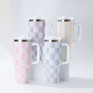 Vaso de Café de Acero Inoxidable de 40 oz con Asa, Taza de Café Metálica para Hielo con Cristales de Estrás, Vaso con Diamantes de Imitación - Product Image 5