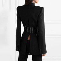 Blazer court ajusté à un bouton pour femme, veste de costume élégante à manches longues, idéal pour le bureau et les occasions formelles, vêtement féminin tissé