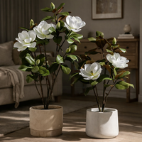 Grand arbre artificiel de magnolia, plante fleurie décorative d'intérieur pour hall d'hôtel, salle d'exposition et aménagement d'événements