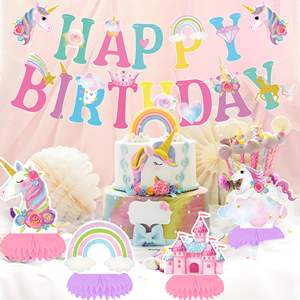 Licorne Joyeux Anniversaire Bannière Suspendus Tourbillons Licorne Nid D'abeille Pièce Maîtresse pour Licorne Thème Anniversaire Baby Shower Party Supplies - Product Image 3