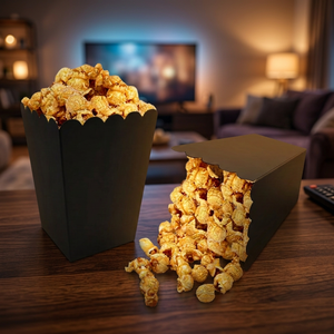 Seau à Popcorn Thème Cinéma 900ml en Papier Couché Doré Recyclable – Boîte Carrée – Vente Flash - Product Image 3