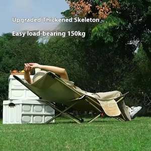 Chaise de camping pliable d'extérieur à cadre en fer à haute capacité de charge, facile à installer, légère et portable, dossier haut, pour chambre et cuisine - Product Image 2