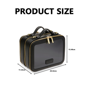 LZ <span class=keywords><strong>professionale</strong></span> <span class=keywords><strong>Trousse</strong></span> De Maquillage astuccio trucco doppio strato in pelle borsa cosmetica Organizer portatile trasparente borsa da trucco - Product Image 6