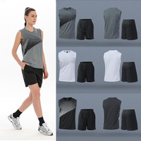 Vente en gros de t-shirts sans manches et shorts de sport unisexes de haute qualité, respirants, anti-bactériens, à séchage rapide, pour le fitness, le football et l'entraînement