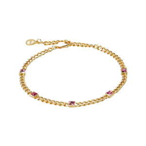 Pulsera de mujer con amatista de corte princesa cuadrada, chapada en oro sobre latón, con diseño geométrico de piedra de nacimiento, cadena cubana de moda, regalo - Product Image 1