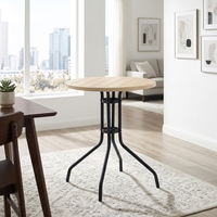 Table de bistrot ronde d'extérieur résistante aux intempéries avec plateau vert et pieds en métal noir, table de salle à manger pour jardin, patio, balcon, café