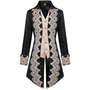 Veste de roi, prince, <span class=keywords><strong>noble</strong></span>, médiévale, victorienne, de la Renaissance, avec bordure en dentelle, pour Halloween, cosplay, frac gothique, costumes de scène et de fête - Product Image 2