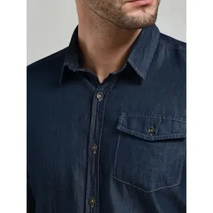 Maglietta da uomo in denim con cuciture, merchandising aziendale - Product Image 3