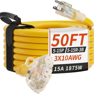 สายพ่วง 50 ฟุต 3 ช่องเสียบ 15A 1875W ปลั๊ก Nema สำหรับใช้งานกลางแจ้ง - Product Image 1