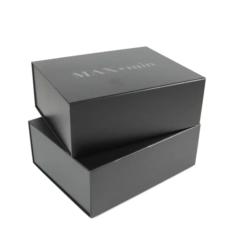 customized biodegradable packing box magnetic folding gift carton jewelry t shirt black foldable paper box with your own logo