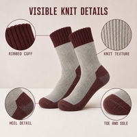 Chaussettes de randonnée personnalisées avec bord côtelé et construction ergonomique du pied