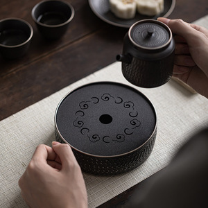 Chinese Retro Ceramic <b>Tea</b> Tray Round Heat Resistant Kung Fu <b>Tea</b> <b>Set</b> Home Use Teapot Nurturing Stand - Product Image 1