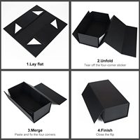 Boîte Cadeau Pliante Personnalisée de Luxe en Papier Noir pour Chaussures, Emballage Magnétique en Papier avec Rabat de Fermeture Magnétique