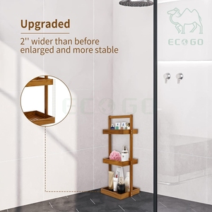 Étagère de rangement d'angle en bambou creux pour cuisine et salle de bain avec poignée - Product Image 5