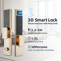 Serrure intelligente UIELOCK C04 Max pour porte en bois, reconnaissance d'empreintes digitales, de veines palmaires, de visage 3D, interphone, caméra WiFi, application