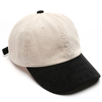 Gorra de Béisbol QOMA al por Mayor para Hombre y Mujer, de Pana de Color Sólido con Bloques de Color, de 6 Paneles, 100% Algodón, con Hebilla Metálica, para Otoño/Invierno, para Exteriores