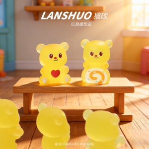 Set de Joyería DIY de Resina Lanshuo con Osito de Dibujos Animados que Brilla en la Oscuridad, Decoración para el Hogar, Modelo de Resina Plástica con Forma de Animal - Product Image 1