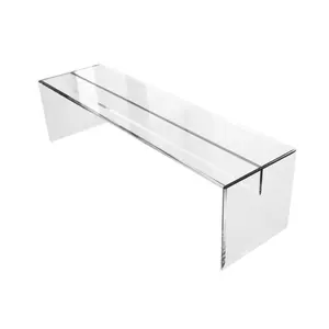 Modern Lucite Acrylic Bench with Polished Edges