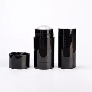 Boş yuvarlak plastik Deodorant Stick konteyneri 15g 30g 50g 75g büküm şeffaf beyaz siyah plastik Deodorant tüp