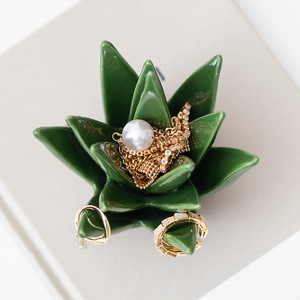 Artesanías ecológicas nórdicas, anillo de Cactus de Aloe de cerámica, pendientes de joyería, adornos de escritorio de estudio <span class=keywords><strong>para</strong></span> el hogar esmaltados - Product Image 5