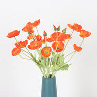 Fleurs artificielles en soie de pavot pour mariage, décoration de salon, hôtel, hall, bouquet, vente en gros
