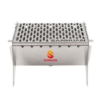 Barbecue portable pliable en acier inoxydable, résistant à la rouille, sans outil, facile à nettoyer, pour pique-nique en plein air, camping-car, 1 à 3 personnes, faibles émissions