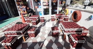 Juego de taburetes de madera para mesa de jardín, juego de taburete de esquina Oriental con diseño personalizado, 5 piezas - Product Image 5