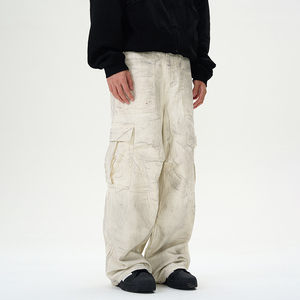 Moda Vintage Lavagem Branco Denim <span class=keywords><strong>Jeans</strong></span> Homens De Alta Qualidade Bolso <span class=keywords><strong>Jeans</strong></span> Em Linha Reta Homens Personalizados Baggy Made Dirty Designer <span class=keywords><strong>Jeans</strong></span> - Product Image 2