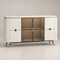 WYRAX Hotel Esszimmer-Sideboard Vitrine mit Getönten Glastüren Versteckter Seitenaufbewahrung und Erhöhten Metallbeinen