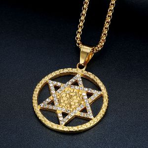 Gold Plated Stainless Steel Star Pendant <b>Necklace</b> With Diamond Pave Setting For Men Women Gift Jewelry - Product Image 3
