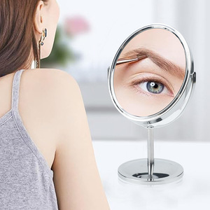 Specchio cosmetico da tavolo a doppia faccia per specchio da scrivania per il bagno delle ragazze in metallo specchio per il trucco - Product Image 4