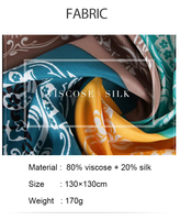 Pañuelo de Seda Personalizado con Logotipo de 130x130cm, Chal Cuadrado Grande de Satén al por Mayor, Pareo de Playa con Estampado Retro para Mujer