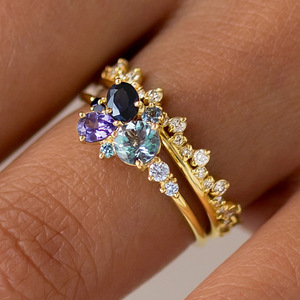 Conjunto de Anillos Geométricos Coloridos para Pareja, Joyería Elegante para Boda, Anillos de Moda - Product Image 3