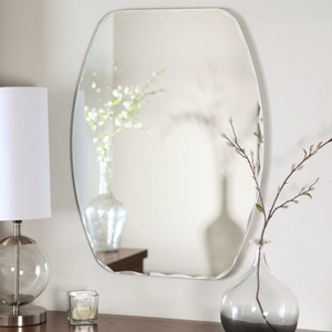 Miroir mural ovale décoratif moderne en verre trempé, forme irrégulière, rond, miroir biseauté - Product Image 4