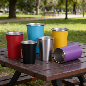 Gobelets en aluminium réutilisables personnalisés de 300 ml et 350 ml pour bière et cola, pour le camping en plein air, recyclables, pour boissons froides, extra grands, pour la France - Product Image 1