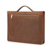 Porte-documents d'affaires vintage personnalisé en cuir PU avec fermeture éclair, organiseur de documents avec presse-papiers et poignée, fournisseur en gros OEM ODM en vrac