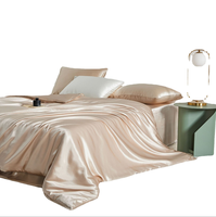 Parure de lit en soie satinée de luxe, taie d'oreiller en soie de mûrier pur, housse de couette en soie, draps en soie, certifiés Oeko-Tex